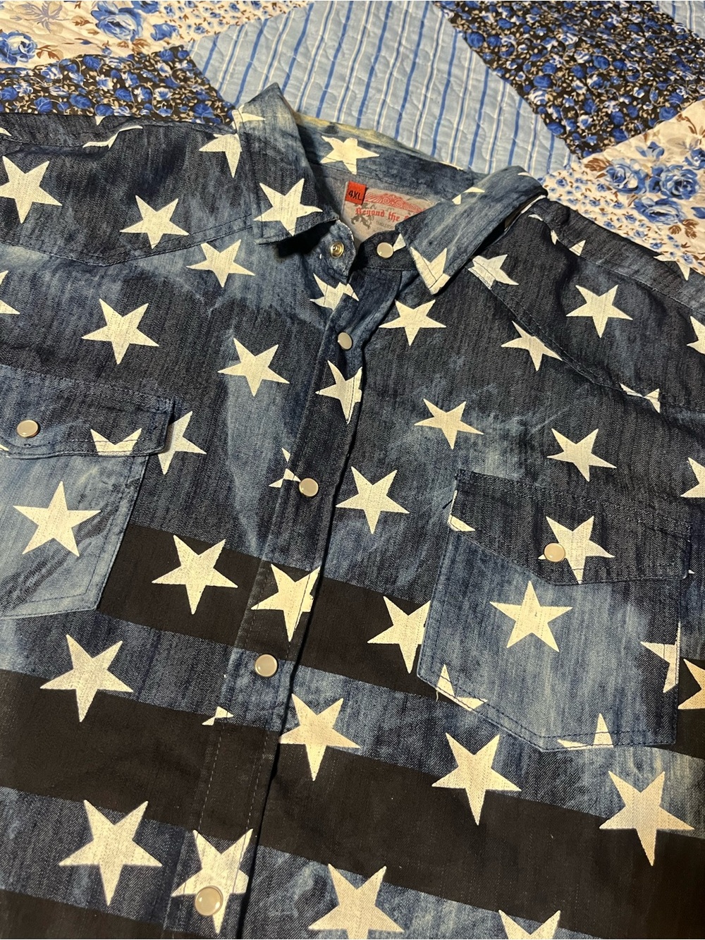 Beyond The Limits Men’s 4XL Stars and Stripes Button Up Shirt
